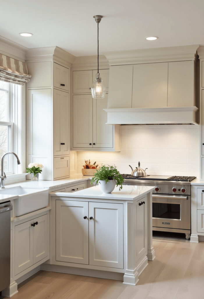 A custom-designed kitchen featuring tailored cabinetry that perfectly fits the available space, showcasing unique storage solutions and personalized finishes.